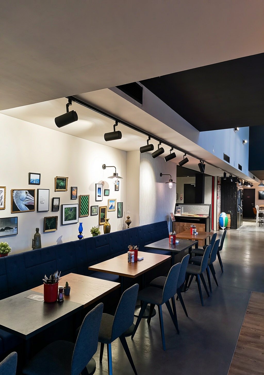 Restaurant — full scene with track lighting