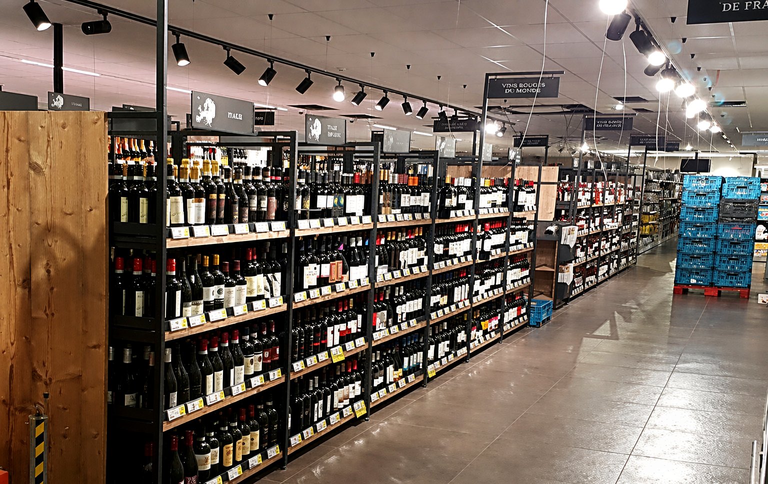 Specialty retail — black track spots on shelf walls