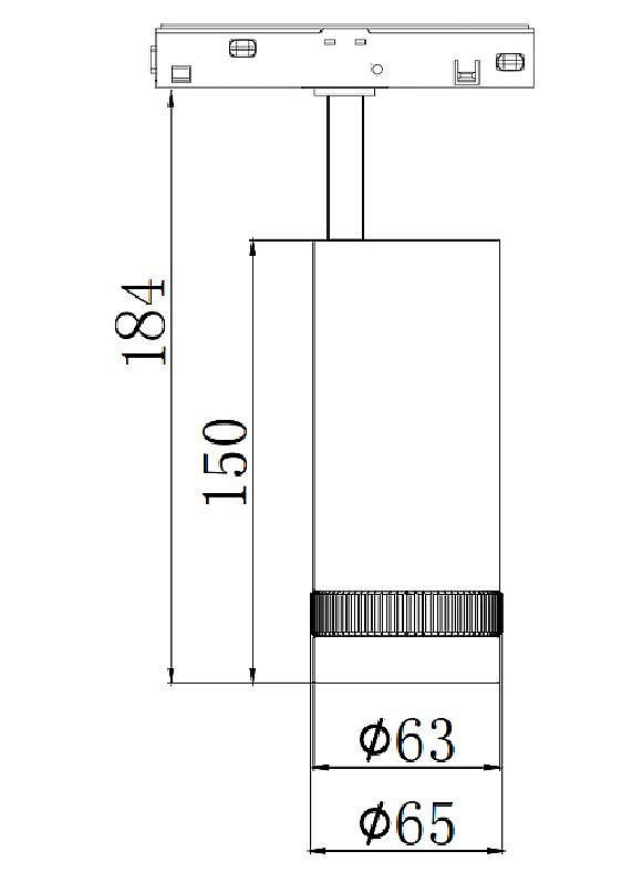 Short Straight Connector — 48V Magnetic track lighting component LX-48V20-SS